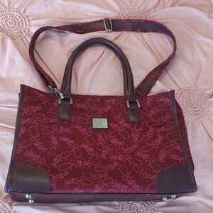 Diane Von Furstenberg Burgundy Signature Crossbody Shoulder Tote Bag EUC